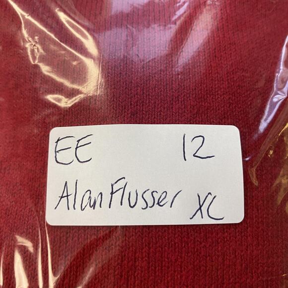 Alan Flusser Sweater Mens XL Red Cotton Cashmere V Neck Old Money Academia Prep - Picture 11 of 11